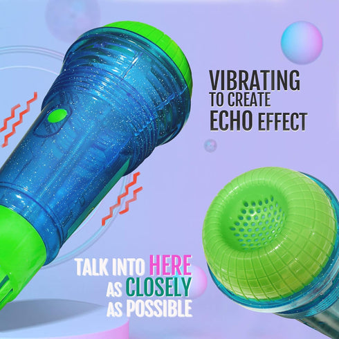 Novelty Place Echo Mic for Kids - Battery-Free Magic Microphone - Voice Amplifying Retro Toy for Singing - 10" (Blue &