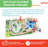 Set 75-Pieces Wooden Train with Play Mat for Kids - Including Deluxe Wood Tracks, Trains, Cars, Boats, and Accessories