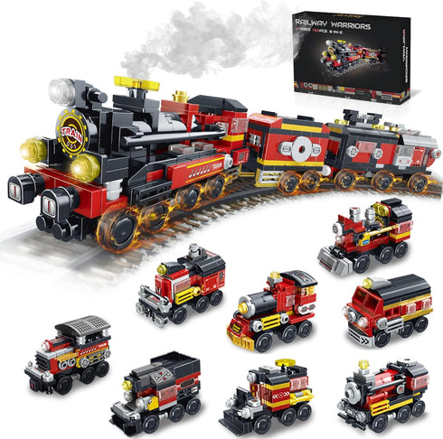 Transforming Train Building Block Toys for Boys Girls Aged 6-12, 8in2 Construction Toys, Idea Gifts for Kids (766P)