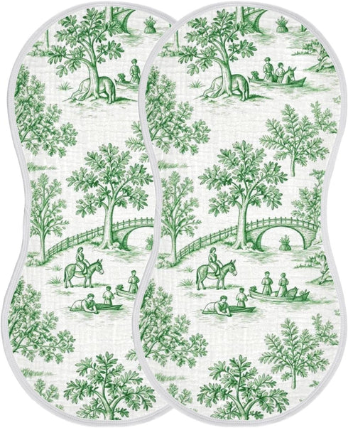 decor gift Countryside 4 Pack 22x11in Cotton Large Burp Cloths for Baby Breathable Euoproean Green Baby Feeding Cloth