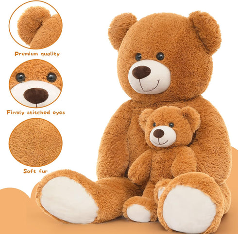 MorisMos 39 Inch Giant Teddy Bear Stuffed Animals, Soft Big Mommy and Baby Plush for Boys