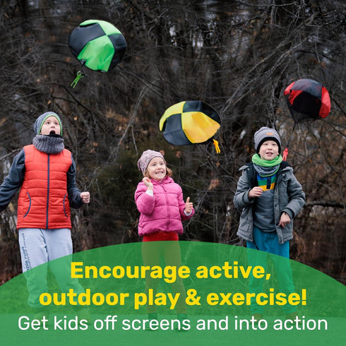 NUTTY TOYS Parachute Toys for Kids, Tangle Free Outdoor Flying Parachute Men, Best Christmas Stocking Stuffers for Ages