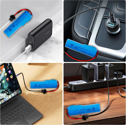 Battery 3.7V 1200mAh Li-ion Rechargeable with USB Charger Cable SM-2P Plug for RC Car Drift Monster Truck Off-Road