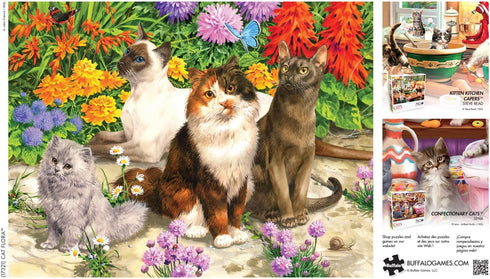 Buffalo Games - John Francis - Cat Flora - 750 Piece Jigsaw Puzzle for Adults, Finished Size 24.00 x 18.00