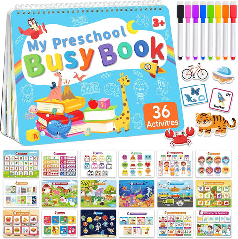 Toddler Busy Book Preschool Learning Activities, Montessori Educational Toys for 3 4