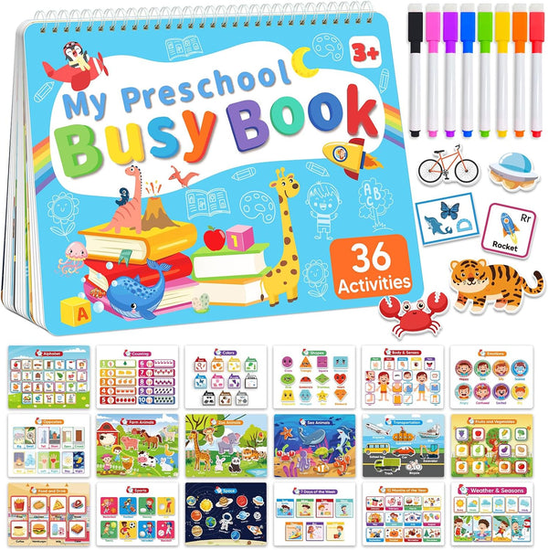 Toddler Busy Book Preschool Learning Activities, Montessori Educational Toys for 3 4