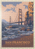 MyPuzzle San Francisco, CA - Golden Gate-Water's Edge Vintage Poster, Premium 500 Piece Jigsaw Puzzle