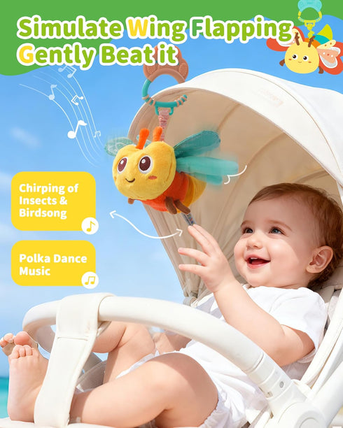 0-6-12-24 Tummy Jollybaby Musical Flying Ladybug Toy - Car Seat, Stroller, Crib & Play Gym Hanging Toys for Baby
