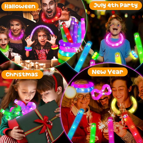 Woplagyreat 6 Light Up Party Favors Supplies,Bulk Glow Sticks Kids Pcs Pop Tubes Toys, Christmas Birthday Gifts