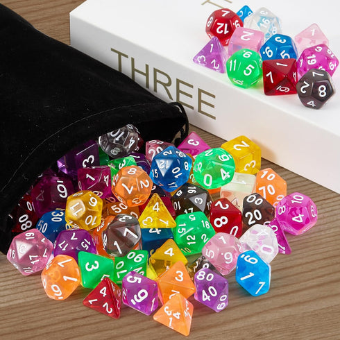 DND Dice Set, 10x7 (70 Pieces) Polyhedral Dice with Large Drawstring Bag for Dungeons and Dragons Role Playing Games