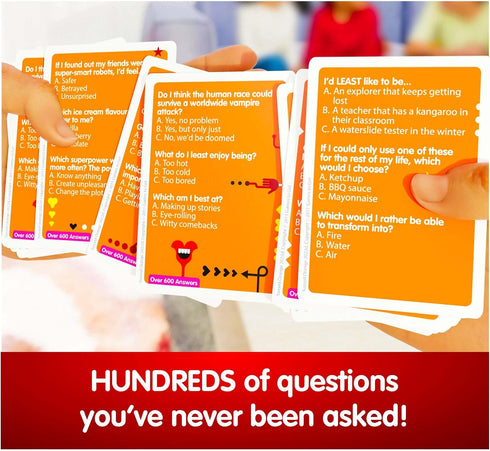 SUSSED The Game of Wacky Choices - Social Card Game for Kids & Adults, Family Party Travel Game - Oddball Orange Deck