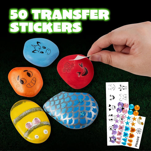 JOYIN 12 Rock Painting Kit - Glow in The Dark Rock Kit for Kids Ages 6-12, Art Supplies for Birthday Party Gift
