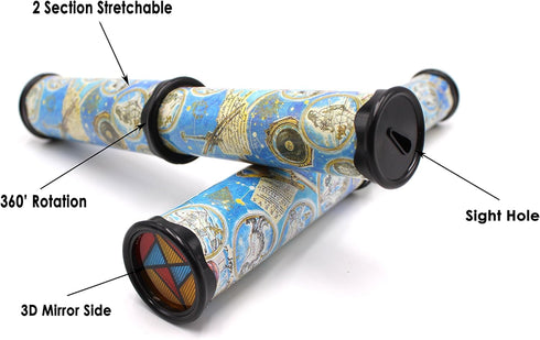 3 Pack Magic Kaleidoscope Toy for Kids Adults 3D Mirror Lens Kaleidoscope Party Favors (Blue)