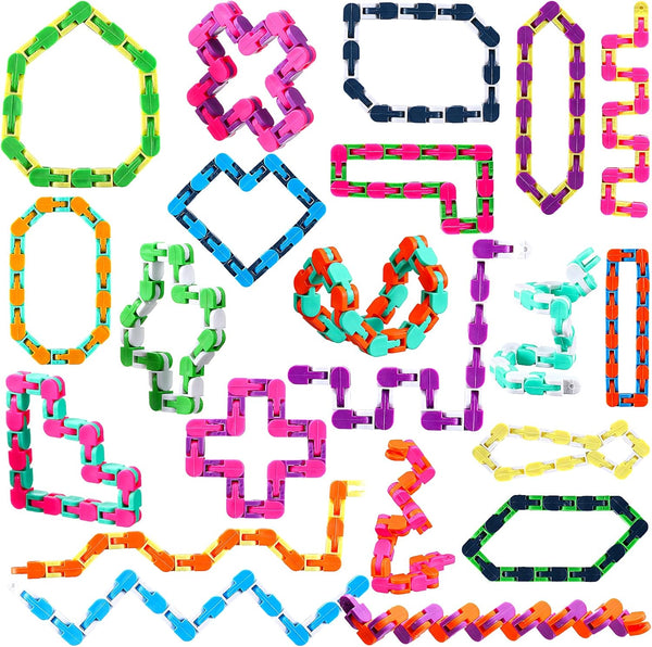 Yunsailing 80 Packs Wacky Tracks Snap Fidget Finger Sensory Snake Puzzles Bike