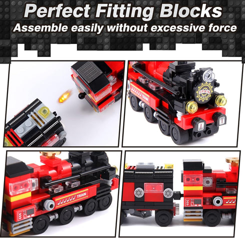 COBFDHA Sets 8-12, 8-in-2 12-16 6 7 9 10 11 14 (766 Train Toys for Kids Age Building Blocks Kits for Year Old Teen Boys