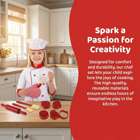 11 Set, Set, 3+, Noamus Pcs Kid Chef Role Play Costume Pretend Chef Outfit with Realistic Accessories, Kitchen Toys Kid
