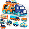 9 Pack Cars Toys for Toddlers 2-5 Years, Big Transport Truck with 8 Small Pull Back Trucks, Carrier Truck with Sound