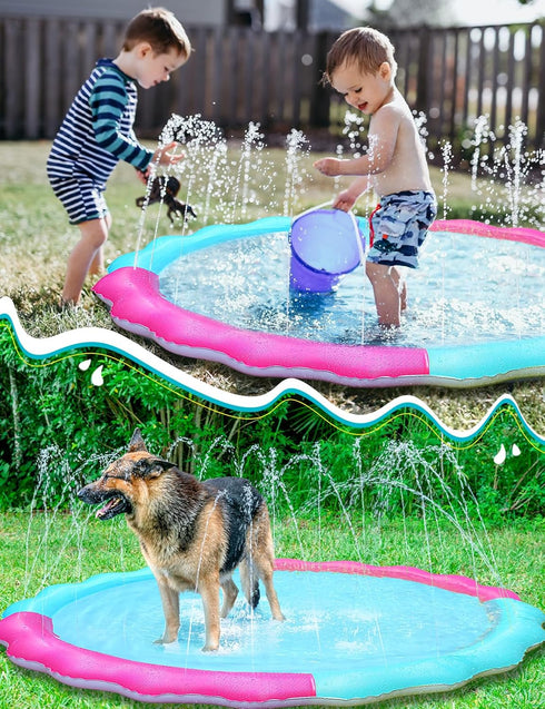 Kids Dog Splash Pad Sprinkler - Jasonwell Non Slip Dog Sprinkler Pad Splash Pool Puppy Dog Pool Summer Outdoor Water Toys Backyard Durable Splash Pad for Toddlers Kids Small Medium Large Dogs Pet 59"R