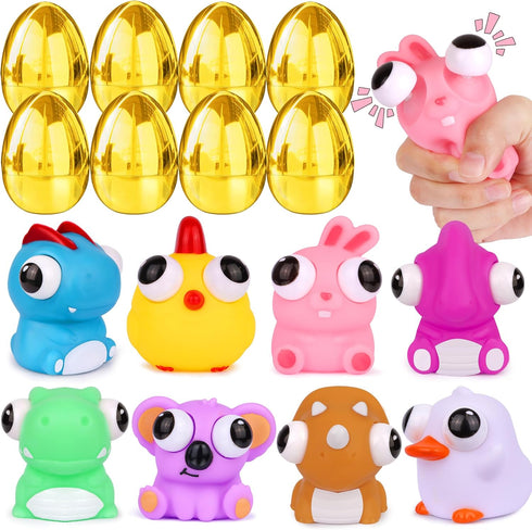 8 Pack Jumbo Surprise Golden Easter Egg Filled with Eye-pop Fidget Toys,