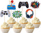36 PCS Assembled Video Game Cupcake Toppers Game On Controllers for Kids Birthday Party Decorations