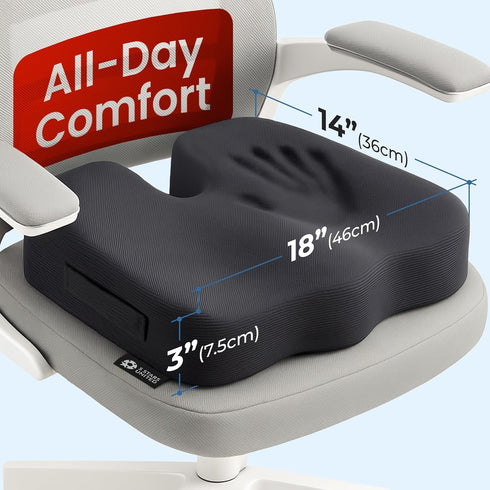 5 Tailbone STARS UNITED Seat Cushion - Memory Foam Chair Cushion for Pain Relief - Ergonomic Support for Coccyx