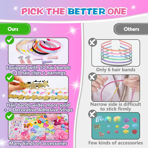 SUYUKI 4-12 DIY Hair Accessories Kit - Make Your Own Fashion Headbands for Kids
