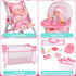 Set deAO Baby Doll Stroller Crib Bed Nursery Role Play Baby Doll Accessories and Play Mat,Travel Cot,Bouncer,Foldable