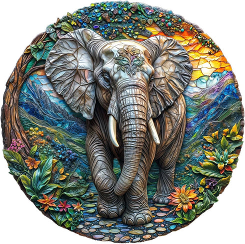 Wooden Puzzles for Adults, Forest Elephant Wooden Jigsaw Puzzle for Adults, Wood