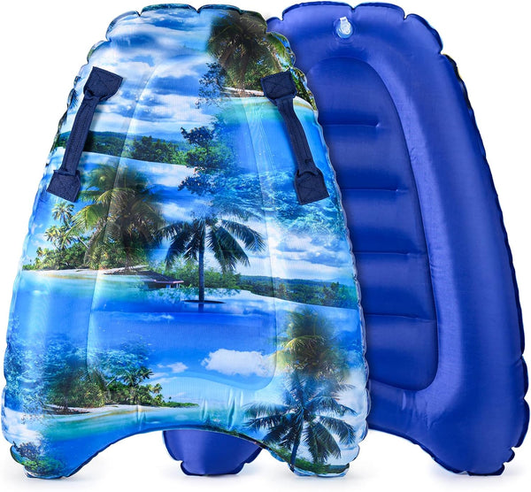 Inflatable Boogy Boards for Beach Travel, 30” Canvas Slip Slide Water Park Body Surfing Board for Kids
