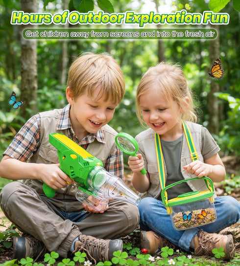 3-12 Bug Catcher for Kids, Bug Vacuum Catching Kit with Bug Collector Butterfly Net Magnifying Glass Bugs Grabber