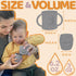Open Cup Set for Baby, 2 Handled Tiny Cups for Toddlers, Transitional Silicone Cup for 6+ Months (Cool Grey)