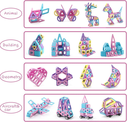 AOMIKS Magnetic Blocks for Kids, 173 Piece Mini Magnetic Building Tiles, Educational STEM Toys for Ages 3-8