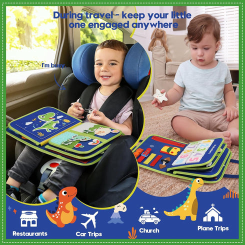 3-4 Toddler Sensory Busy Board: Travel Toy Activity Book for Girls Boys, Motor Skill Development Gift for Baby Aged
