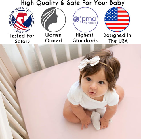 Sweet Jojo Designs Fitted Baby Crib Sheets (Solid Pink) for Girls, Infant Nursery, Toddler Room - Standard Size (Blush