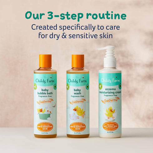 8.4 Oz Childs Farm, OatDerma Baby Wash, Fragrance-Free, Gently Cleanses and Soothes, Suitable for Newborns with Dry