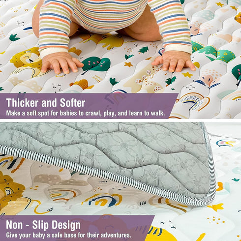 YJORIX 71"x59" Baby Play Mat for Floor, Thickened Playpen Mat, Soft Non-Slip Baby Play Mat, Foldable & Machine