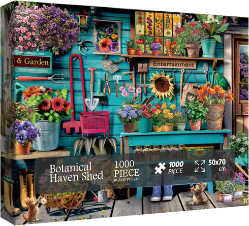 Flower Plant Gardening Puzzle, 1000 Piece for Adults, Spring Nature Garden Jigsaw Puzzle with Colorful Cabin