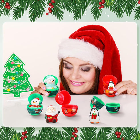 Poen Set 32 Christmas Eggs of Pre Filled Eggs Toddler Stocking Stuffers Stocking Stuffers for Kids Xmas Surprise Toy