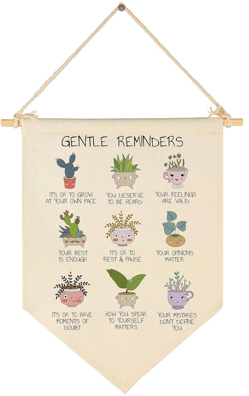 Gentle Reminders - Positive Self Affirmations Wall Banner, Mental Health Wall Art for Therapy Office, School Counselor