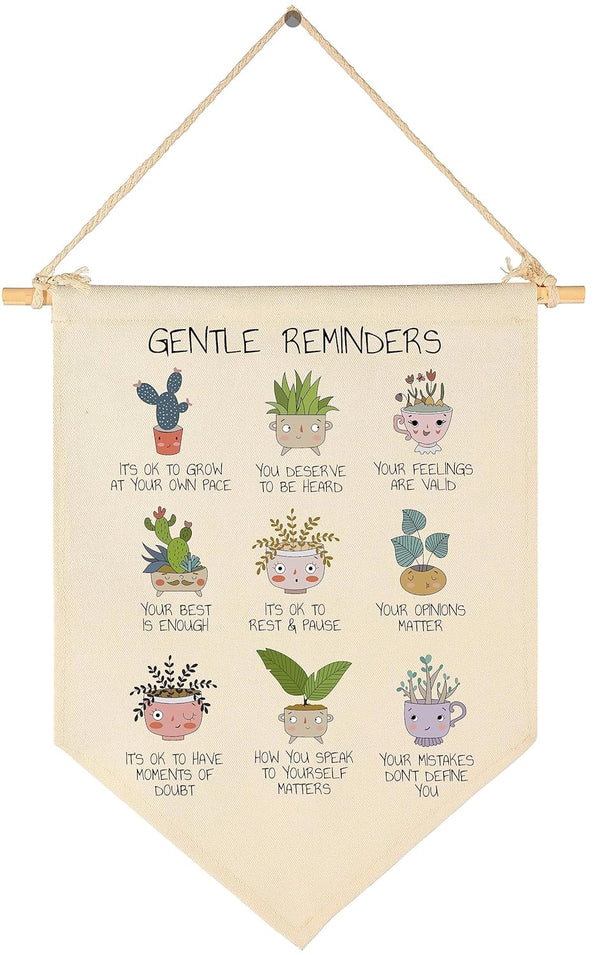 Gentle Reminders - Positive Self Affirmations Wall Banner, Mental Health Wall Art for Therapy Office, School Counselor