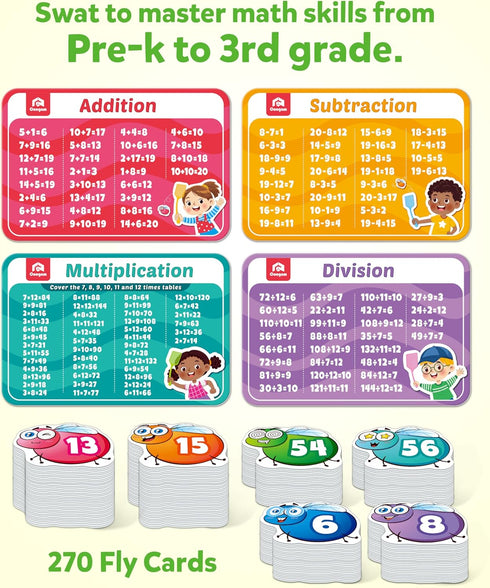 Counting 1st 2nd 3rd Coogam Math Game, Math Manipulative Learning Swat The Fly Cards, Practice with Addition