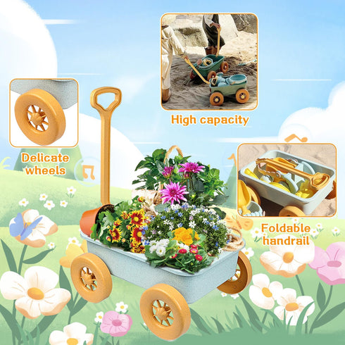 Wheelbarrow, Wheelbarrow 4-8, Mostop Kids Gardening Tools Outdoor Toys with Kids Outside Toys for Kids Age Educational