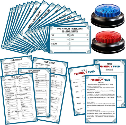 IIDEA Christian Bible Family Feud Game with 2 Buzzers,Religious Trivia Quiz Card Game