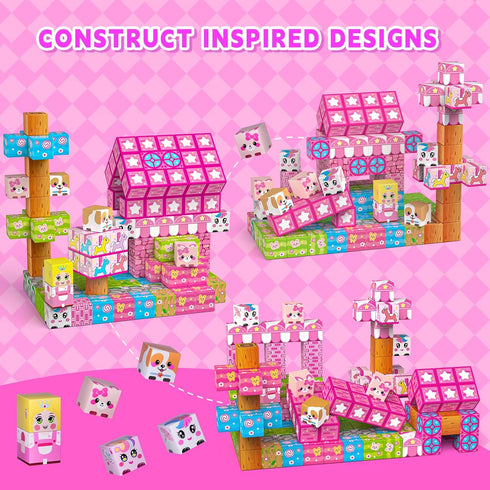 Wxlbr Blocks,150PCS 3+ Magnetic Magnetic Building Cube Game,Magnet Blocks Tiles Constructions Toys,STEM Educational