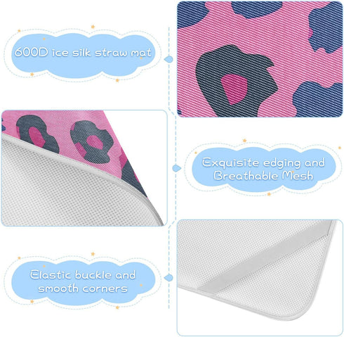 SyXIOP 28" 52" Peach Leopard Print Cooling Baby Waterproof Crib Mattress Protector x Reusable Bed Pads for Kids