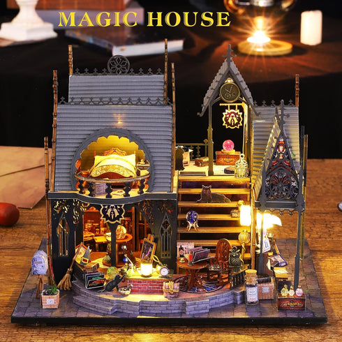 Kit,1:24 Spilay Dollhouse Miniature with Furniture,DIY Wooden Crafts Magic Doll House Mini Handmade Scale Creative Room