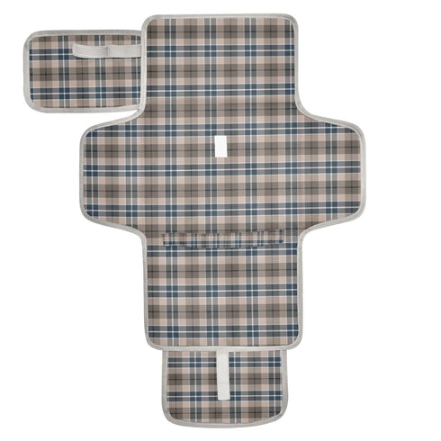 CHUROUSY Brown Plaid Checkered Portable Diaper Changing Pad with Wipes Holder, Geometric Gingham