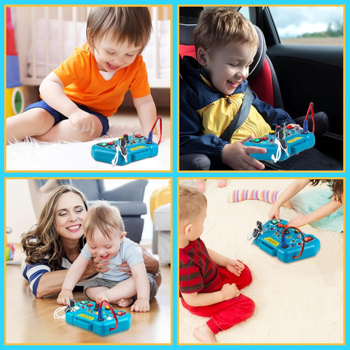 Toddler Toys LED Busy Board - Montessori Toy for 1-3 Year Old, Kids Sensory Board for Learning Activities