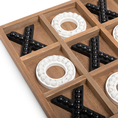 10.6 Inch GENMOUS Wooden Tic Tac Toe Game Board for Seniors Family Indoor, White Rustic Giant Tic Tac Toe Coffee Table
