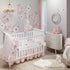 Lambs & Ivy Pink Linen Crib Skirt with Shirred Design